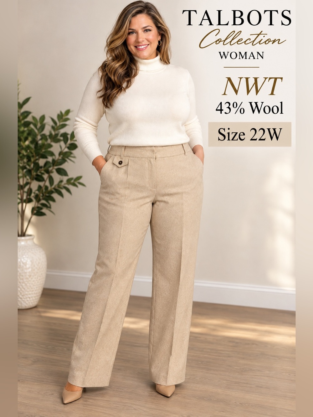 NWT Talbots Woman 22W Wool Blend Fully Lined Dress Pants